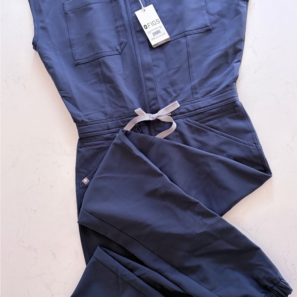 Figs Navy Utility Jumpsuit with Drawstring Waist